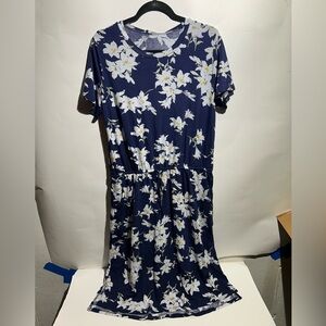 XL Simier Fariry Blue and White Floral Print Dress